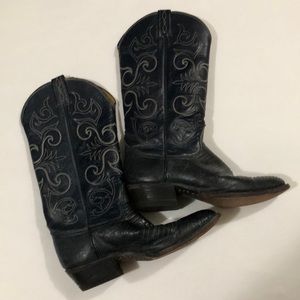 Tony Lama Dark Heeled Boots with Light Stitching